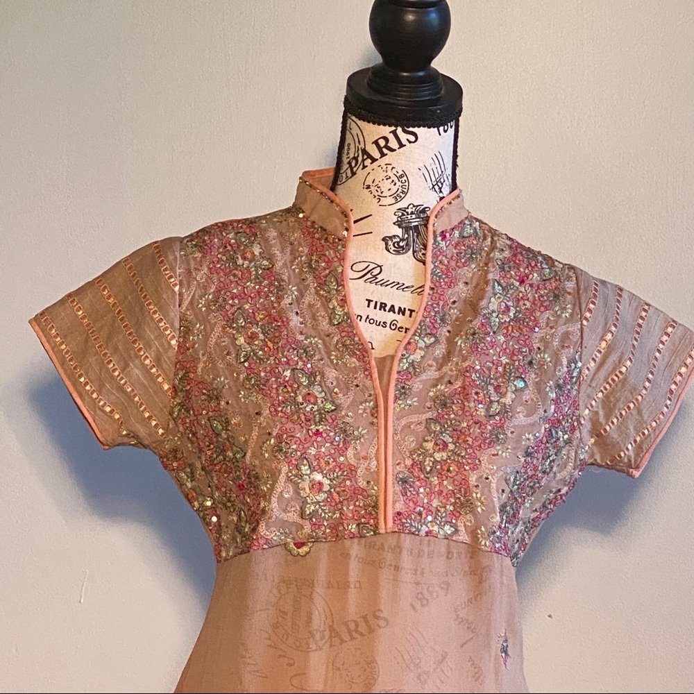 Tunic Beaded Embroidery Small Pink